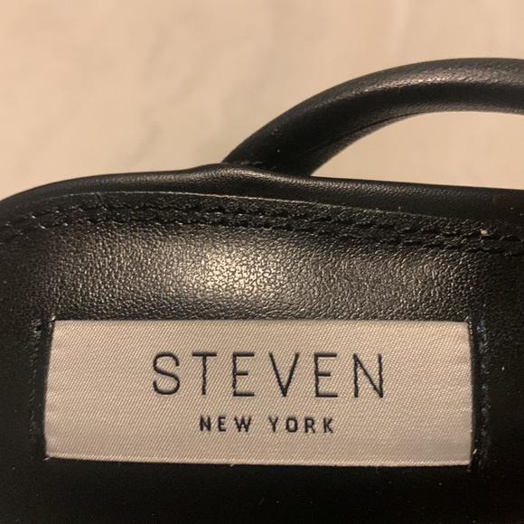 Steven Women's Black Leather Open Toe Cut Out Ankle Strap Heeled Sandals Size 8 - Picture 11 of 12